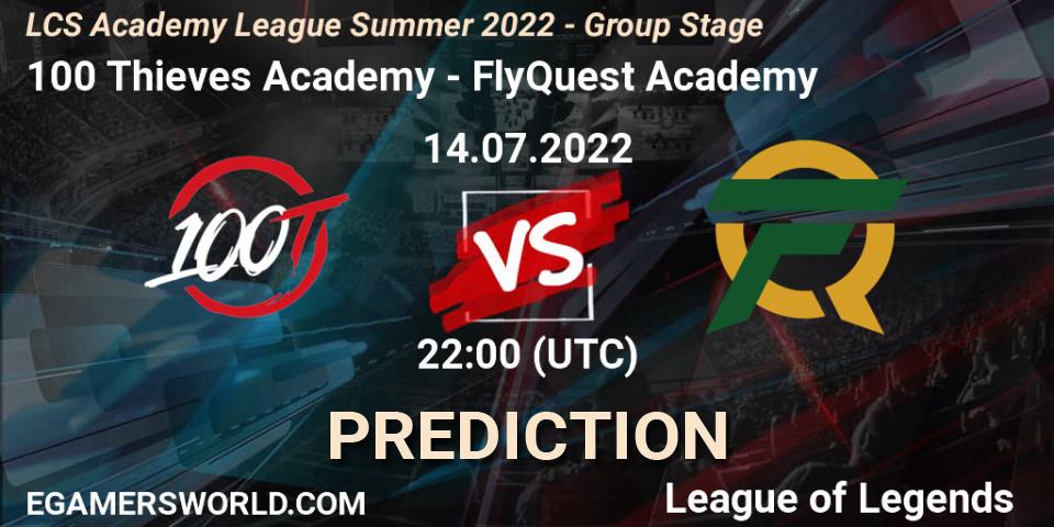 100 Thieves Academy vs FlyQuest Academy: Match Prediction. 14.07.2022 at 22:00, LoL, LCS Academy League Summer 2022 - Group Stage