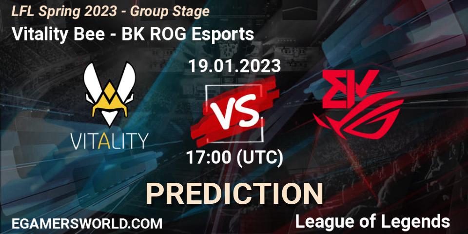 Vitality Bee vs BK ROG Esports: Match Prediction. 19.01.2023 at 17:00, LoL, LFL Spring 2023 - Group Stage