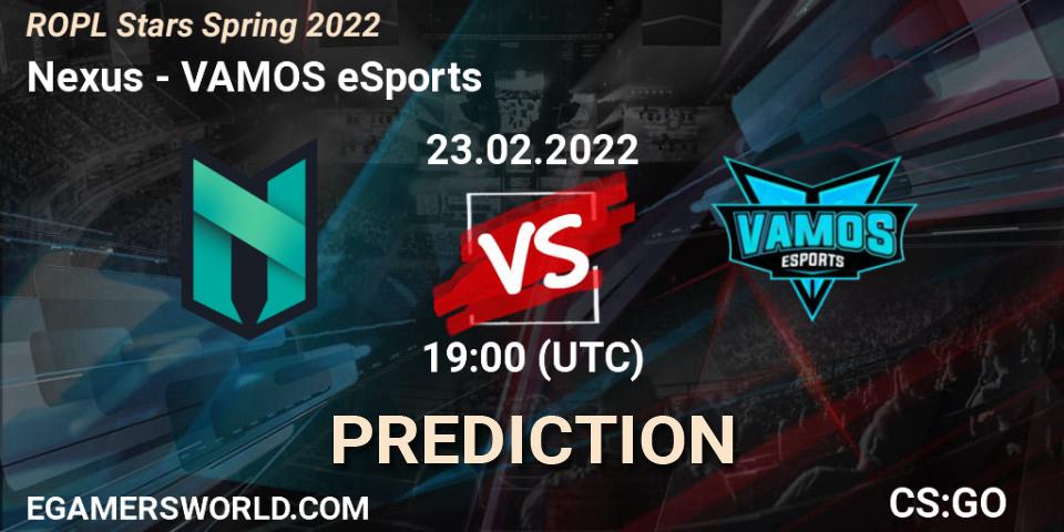 Nexus vs VAMOS eSports: Match Prediction. 23.02.2022 at 19:00, Counter-Strike (CS2), ROPL Stars Spring 2022