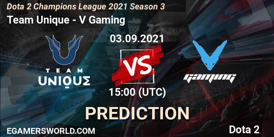 Team Unique vs V Gaming: Match Prediction. 03.09.2021 at 15:00, Dota 2, Dota 2 Champions League 2021 Season 3