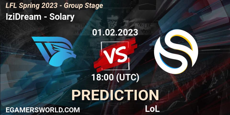 IziDream vs Solary: Match Prediction. 01.02.23, LoL, LFL Spring 2023 - Group Stage