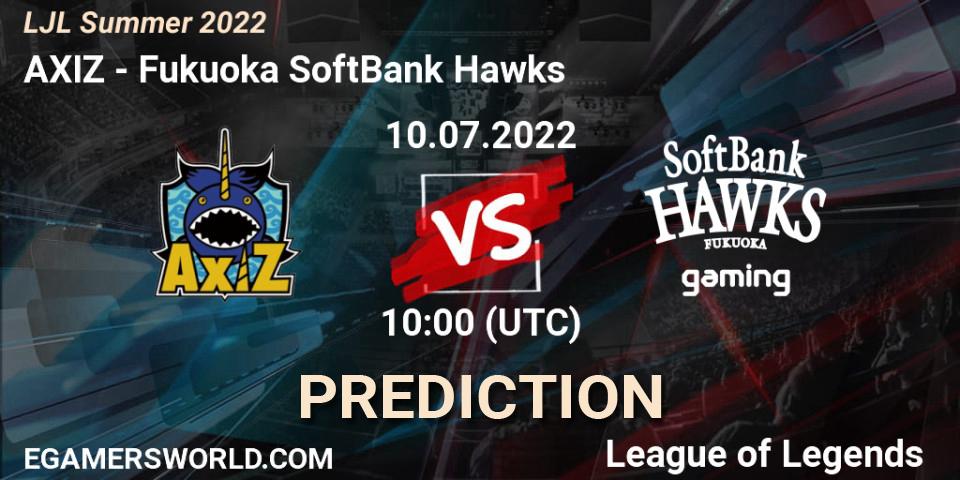 AXIZ vs Fukuoka SoftBank Hawks: Match Prediction. 10.07.2022 at 10:00, LoL, LJL Summer 2022