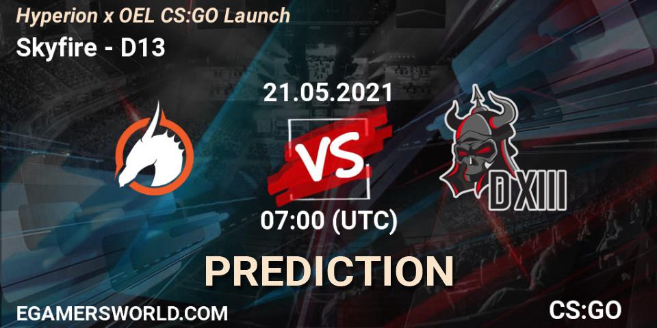 Skyfire vs D13: Match Prediction. 21.05.21, CS2 (CS:GO), Hyperion x OEL CS:GO Launch