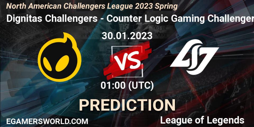 Dignitas Challengers vs Counter Logic Gaming Challengers: Match Prediction. 30.01.23, LoL, NACL 2023 Spring - Group Stage