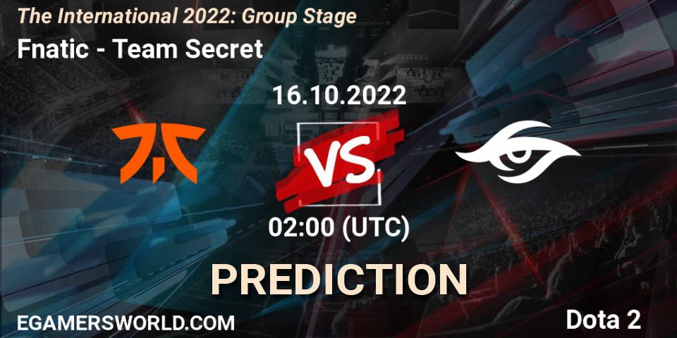 Fnatic vs Team Secret: Match Prediction. 16.10.22, Dota 2, The International 2022: Group Stage