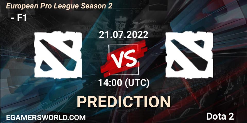 ФЕРЗИ vs F1: Match Prediction. 21.07.2022 at 14:16, Dota 2, European Pro League Season 2
