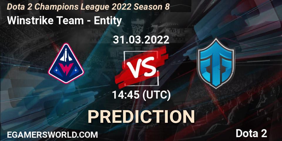 Winstrike Team vs Entity: Match Prediction. 31.03.22, Dota 2, Dota 2 Champions League 2022 Season 8