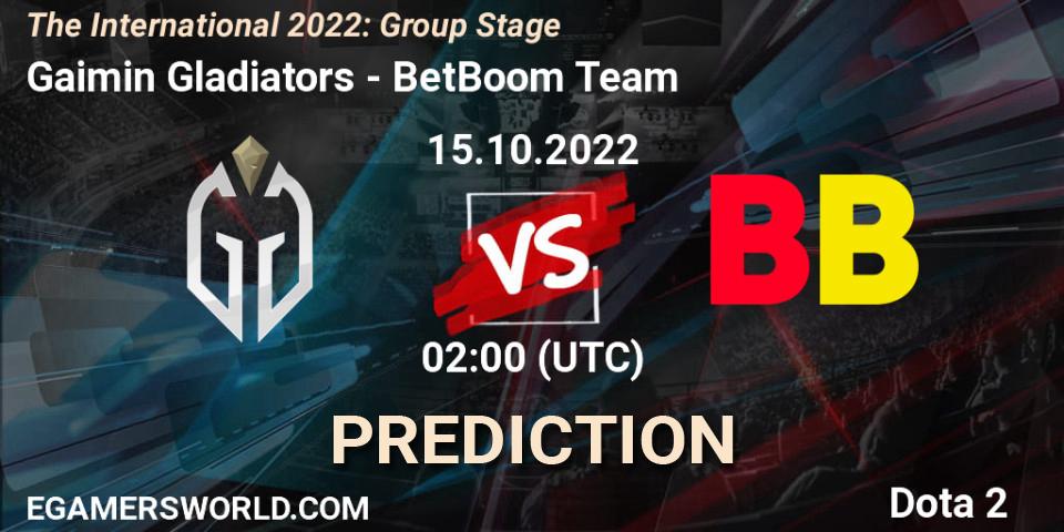 Gaimin Gladiators vs BetBoom Team: Match Prediction. 15.10.22, Dota 2, The International 2022: Group Stage