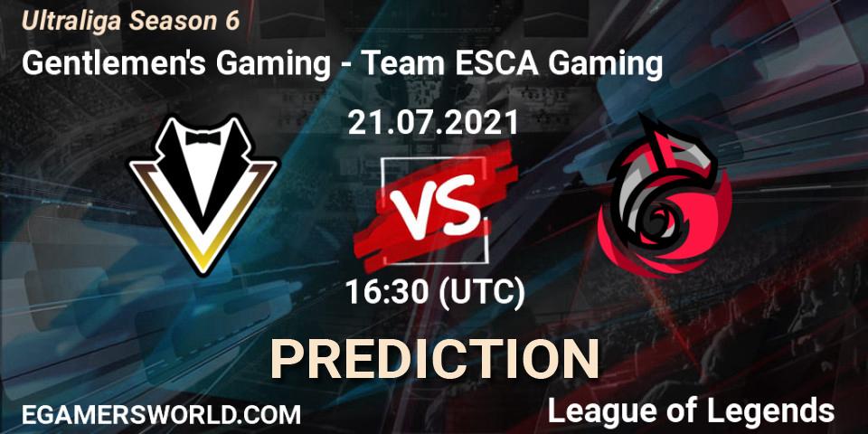 Gentlemen's Gaming vs Team ESCA Gaming: Match Prediction. 21.07.2021 at 16:30, LoL, Ultraliga Season 6
