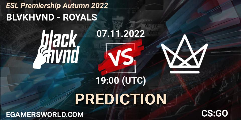 BLVKHVND vs ROYALS: Match Prediction. 07.11.2022 at 19:00, Counter-Strike (CS2), ESL Premiership Autumn 2022