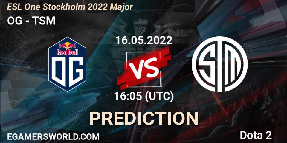 OG vs TSM: Match Prediction. 16.05.2022 at 16:57, Dota 2, ESL One Stockholm 2022 Major