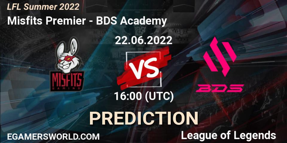 Misfits Premier vs BDS Academy: Match Prediction. 22.06.2022 at 16:00, LoL, LFL Summer 2022