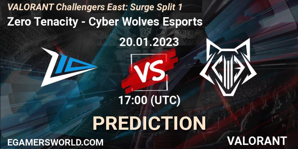 Zero Tenacity vs Cyber Wolves Esports: Match Prediction. 20.01.2023 at 21:10, VALORANT, VALORANT Challengers 2023 East: Surge Split 1