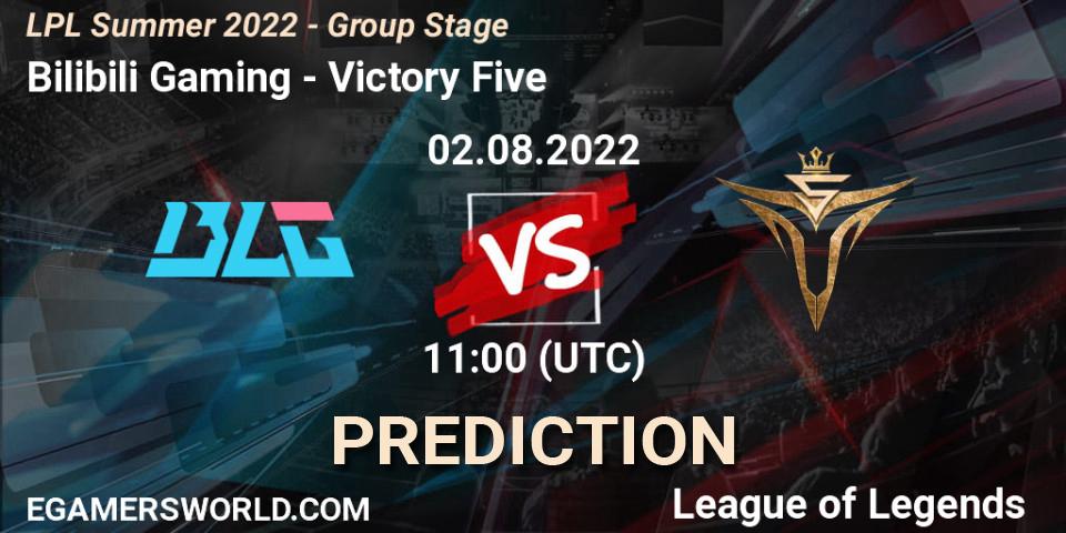 Bilibili Gaming vs Victory Five: Match Prediction. 02.08.22, LoL, LPL Summer 2022 - Group Stage