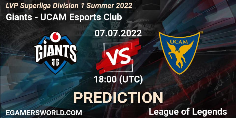 Giants vs UCAM Esports Club: Match Prediction. 07.07.2022 at 18:00, LoL, LVP Superliga Division 1 Summer 2022