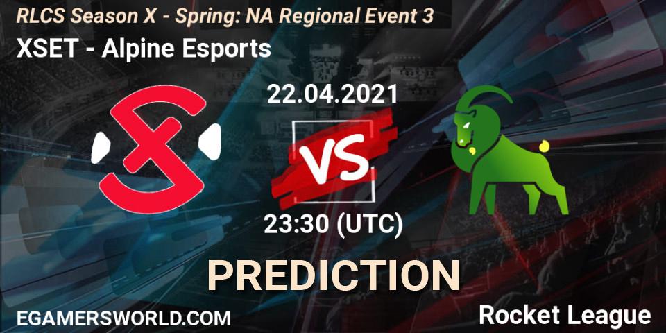 XSET vs Alpine Esports: Match Prediction. 22.04.2021 at 23:30, Rocket League, RLCS Season X - Spring: NA Regional Event 3