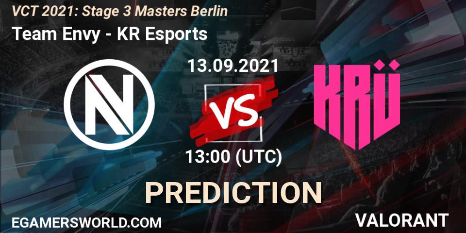 Team Envy vs KRÜ Esports: Match Prediction. 13.09.2021 at 13:00, VALORANT, VCT 2021: Stage 3 Masters Berlin