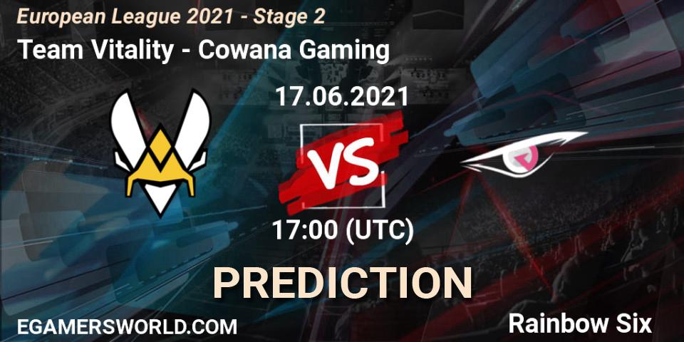Team Vitality vs Cowana Gaming: Match Prediction. 17.06.2021 at 16:00, Rainbow Six, European League 2021 - Stage 2