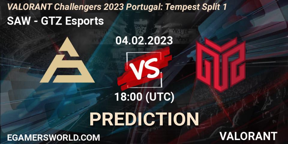 SAW vs GTZ Esports: Match Prediction. 04.02.23, VALORANT, VALORANT Challengers 2023 Portugal: Tempest Split 1