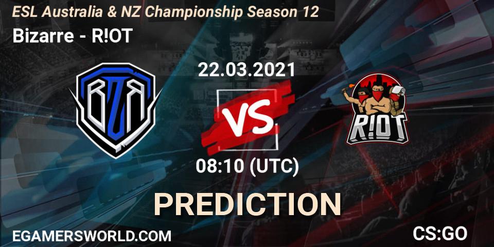 Bizarre vs R!OT: Match Prediction. 22.03.2021 at 08:20, Counter-Strike (CS2), ESL Australia & NZ Championship Season 12