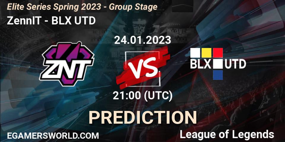 ZennIT vs BLX UTD: Match Prediction. 24.01.2023 at 21:00, LoL, Elite Series Spring 2023 - Group Stage