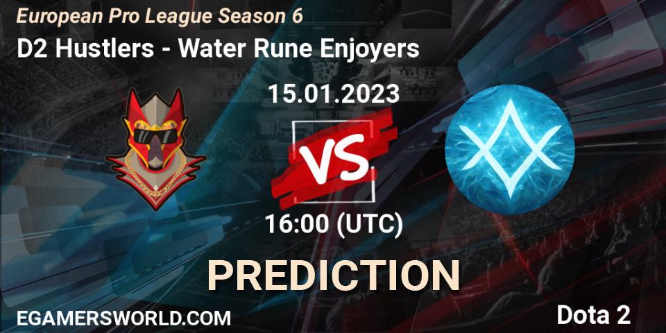 D2 Hustlers vs Water Rune Enjoyers: Match Prediction. 15.01.2023 at 16:36, Dota 2, European Pro League Season 6