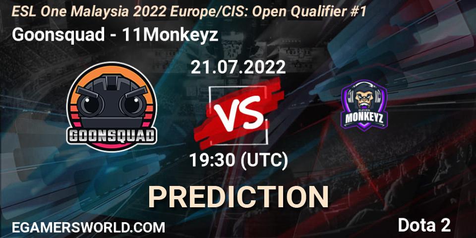 Goonsquad vs 11Monkeyz: Match Prediction. 21.07.2022 at 19:30, Dota 2, ESL One Malaysia 2022 Europe/CIS: Open Qualifier #1