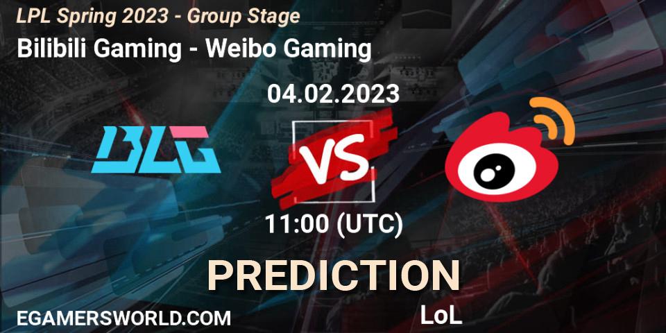 Bilibili Gaming vs Weibo Gaming: Match Prediction. 04.02.2023 at 12:20, LoL, LPL Spring 2023 - Group Stage