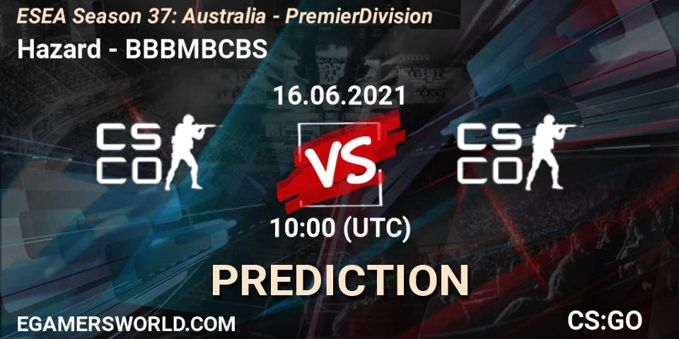 Hazard vs BBBMBCBS: Match Prediction. 16.06.2021 at 10:00, Counter-Strike (CS2), ESEA Season 37: Australia - Premier Division