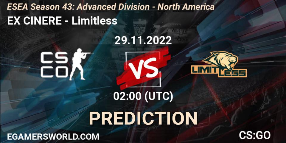 EX CINERE vs Limitless: Match Prediction. 29.11.22, CS2 (CS:GO), ESEA Season 43: Advanced Division - North America