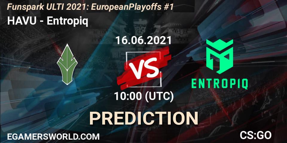 HAVU vs Entropiq: Match Prediction. 16.06.2021 at 10:00, Counter-Strike (CS2), Funspark ULTI 2021: European Playoffs #1