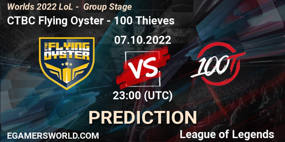 CTBC Flying Oyster vs 100 Thieves: Match Prediction. 07.10.2022 at 23:00, LoL, Worlds 2022 LoL - Group Stage