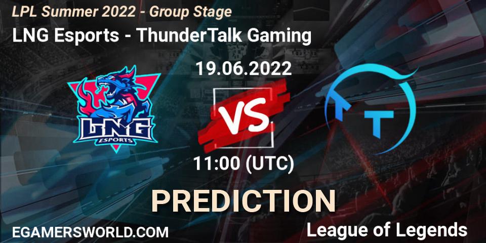 LNG Esports vs TT Gaming: Match Prediction. 19.06.2022 at 11:00, LoL, LPL Summer 2022 - Group Stage