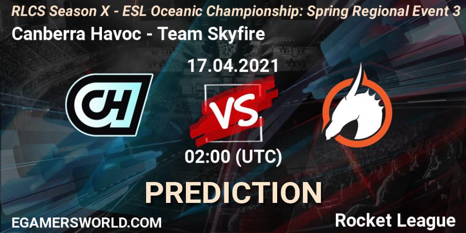 Canberra Havoc vs Team Skyfire: Match Prediction. 17.04.21, Rocket League, RLCS Season X - ESL Oceanic Championship: Spring Regional Event 3