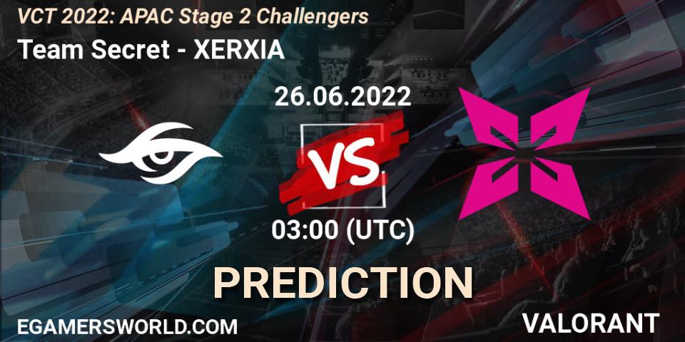 Team Secret vs XERXIA: Match Prediction. 26.06.22, VALORANT, VCT 2022: APAC Stage 2 Challengers