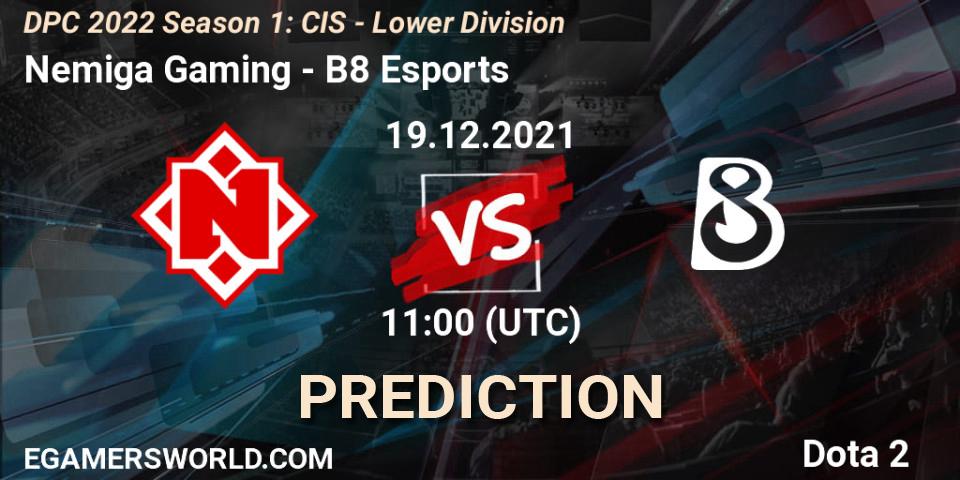 Nemiga Gaming vs B8 Esports: Match Prediction. 19.12.21, Dota 2, DPC 2022 Season 1: CIS - Lower Division