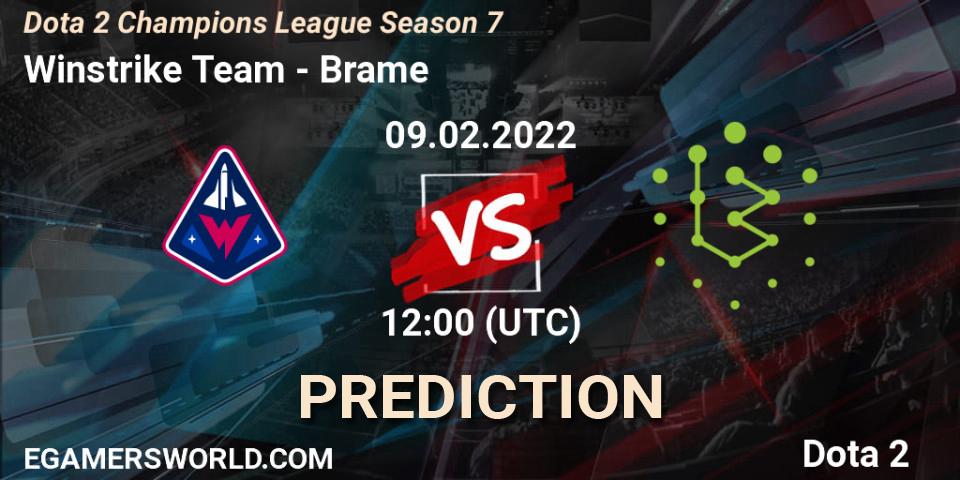 Winstrike Team vs Brame: Match Prediction. 09.02.22, Dota 2, Dota 2 Champions League 2022 Season 7