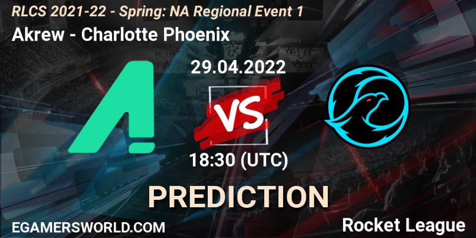 Akrew vs Charlotte Phoenix: Match Prediction. 29.04.22, Rocket League, RLCS 2021-22 - Spring: NA Regional Event 1