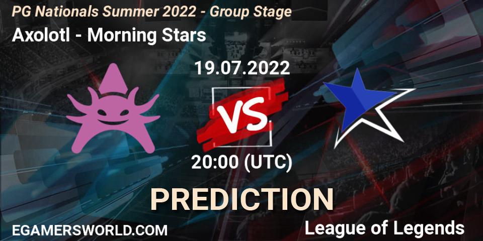 Axolotl vs Morning Stars: Match Prediction. 19.07.2022 at 20:00, LoL, PG Nationals Summer 2022 - Group Stage