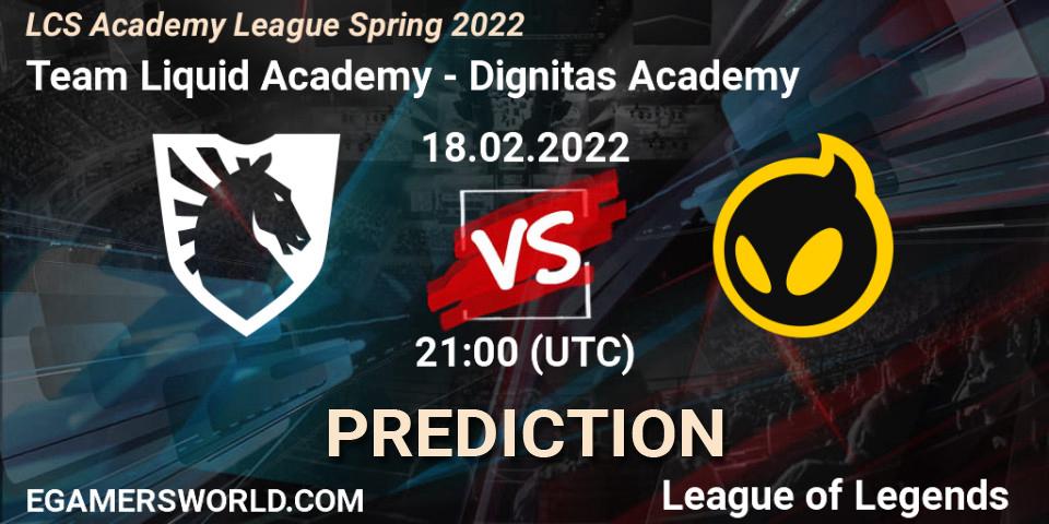 Team Liquid Academy vs Dignitas Academy: Match Prediction. 18.02.2022 at 21:00, LoL, LCS Academy League Spring 2022