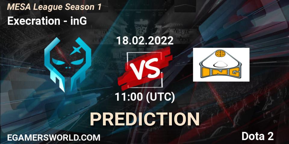 Execration vs inG: Match Prediction. 18.02.2022 at 11:15, Dota 2, MESA League Season 1