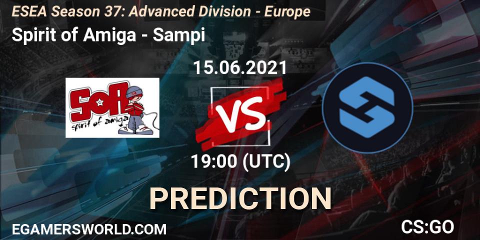 Spirit of Amiga vs Sampi: Match Prediction. 15.06.2021 at 19:00, Counter-Strike (CS2), ESEA Season 37: Advanced Division - Europe