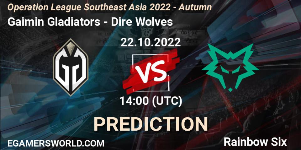 Gaimin Gladiators vs Dire Wolves: Match Prediction. 23.10.2022 at 14:00, Rainbow Six, Operation League Southeast Asia 2022 - Autumn