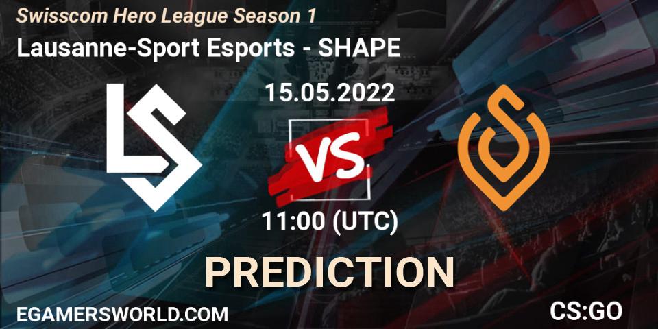 Lausanne-Sport Esports vs SHAPE: Match Prediction. 15.05.2022 at 11:00, Counter-Strike (CS2), Swisscom Hero League Season 1
