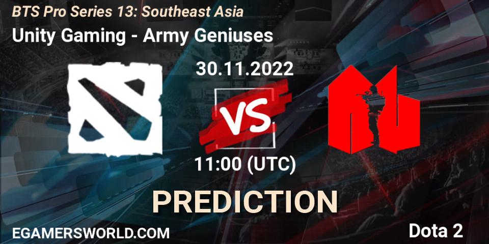 Unity Gaming vs Army Geniuses: Match Prediction. 30.11.22, Dota 2, BTS Pro Series 13: Southeast Asia