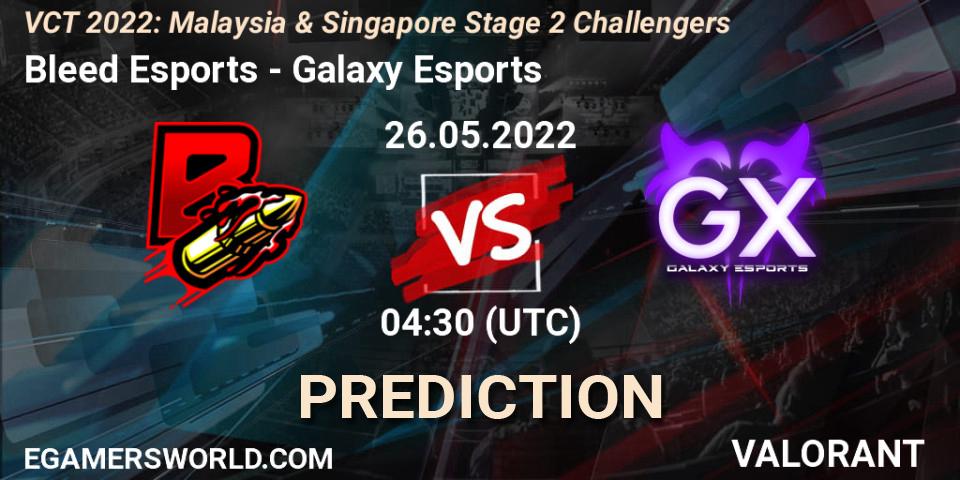 Bleed Esports vs Galaxy Esports: Match Prediction. 26.05.2022 at 04:30, VALORANT, VCT 2022: Malaysia & Singapore Stage 2 Challengers