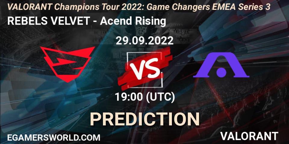 REBELS VELVET vs Acend Rising: Match Prediction. 29.09.2022 at 19:30, VALORANT, VCT 2022: Game Changers EMEA Series 3