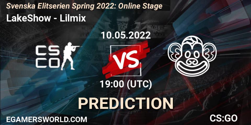 LakeShow vs Lilmix: Match Prediction. 10.05.2022 at 19:00, Counter-Strike (CS2), Svenska Elitserien Spring 2022: Online Stage