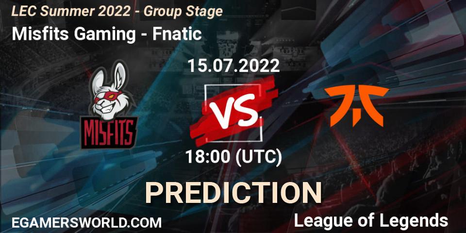 Misfits Gaming vs Fnatic: Match Prediction. 15.07.22, LoL, LEC Summer 2022 - Group Stage