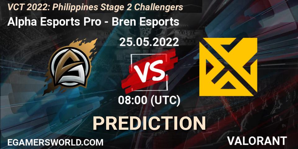Alpha Esports Pro vs Bren Esports: Match Prediction. 25.05.2022 at 07:30, VALORANT, VCT 2022: Philippines Stage 2 Challengers
